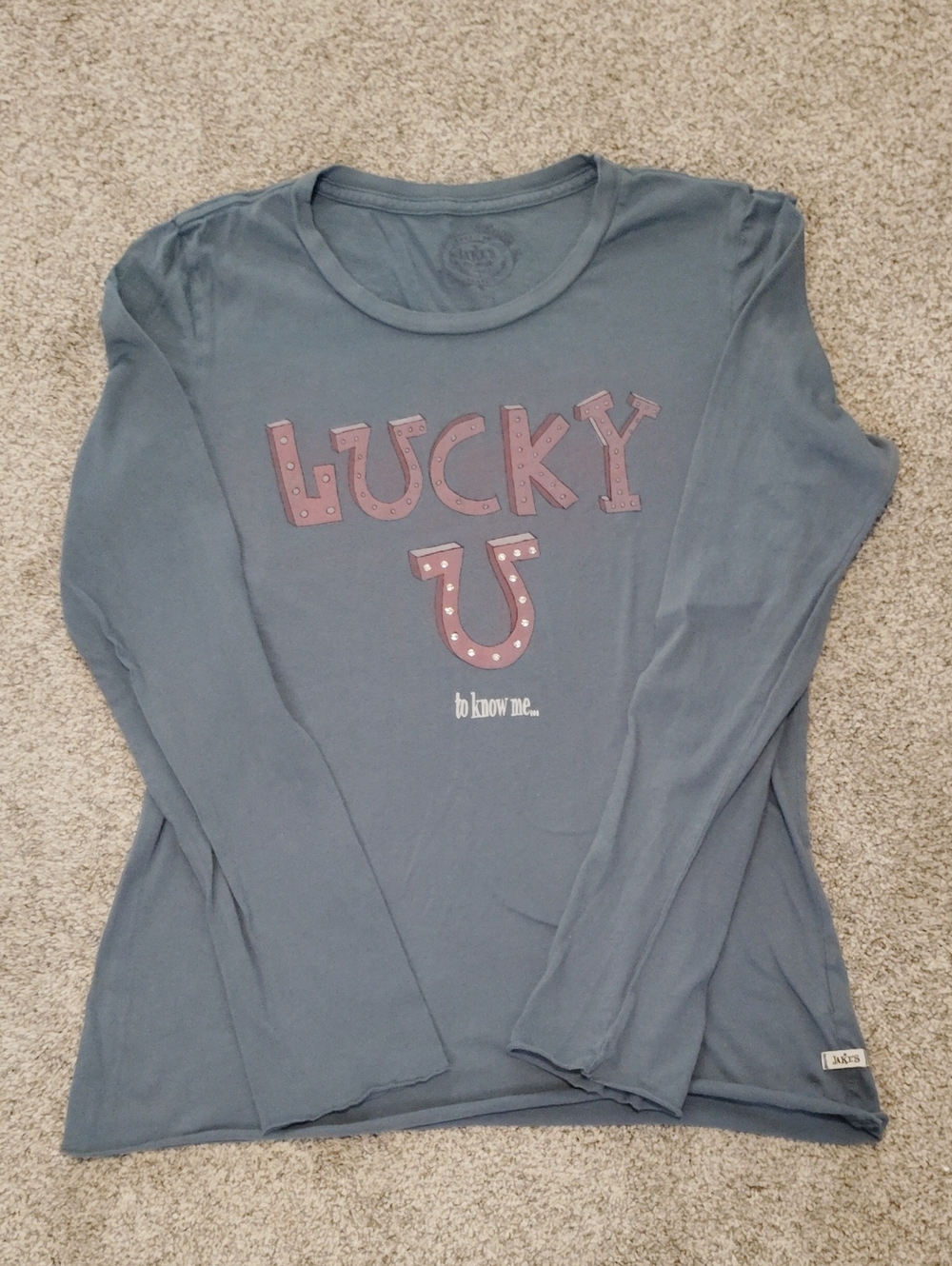 Jake's Dry Goods Lucky U Graphic Long-Sleeve Tee - Blue Gray